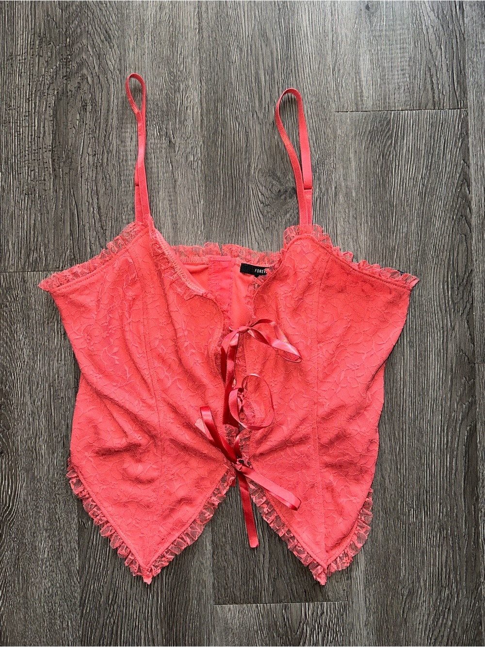 Mauve Lace Tie-Front Camisole